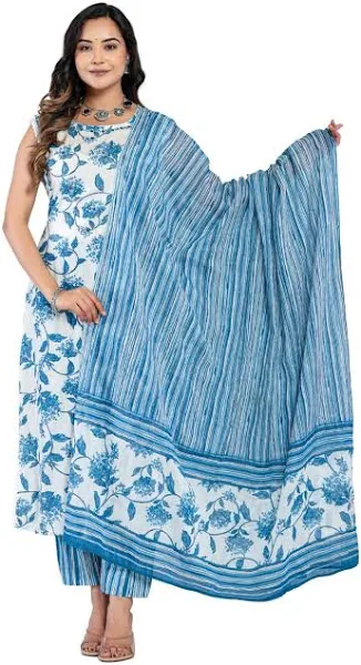 Amayra Women's Printed Straight Kurta Palazzo Pants Dupatta Set